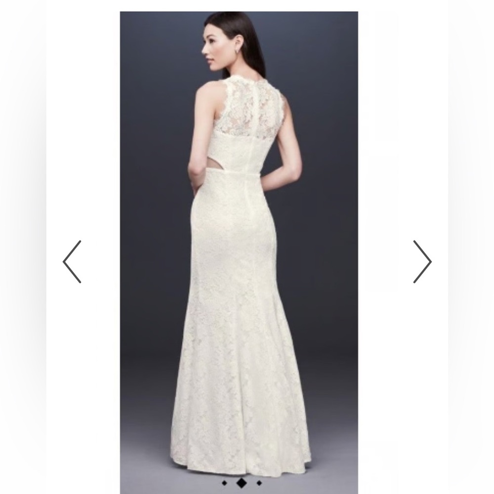 DB STUDIO Corded Lace Trumpet Wedding Dress with Illusion Sides. - size 14 NWT - Picture 3 of 16